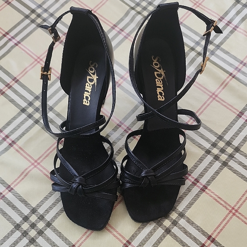 So Danca Black Strappy Heels Size UK 6 EU 39